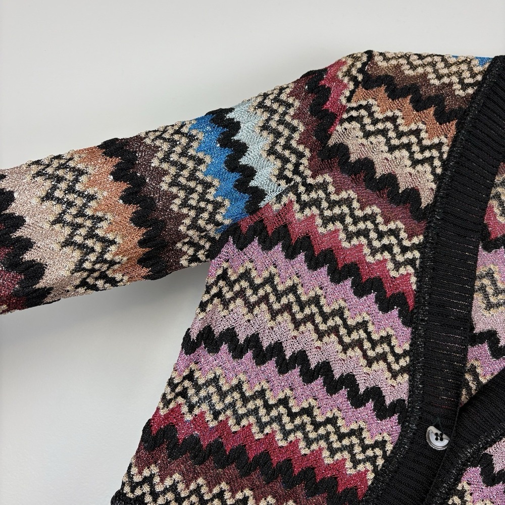 Vintage Missoni Cardigan Sweater Women's Zig Zag Italy Made 90s Read - Picture 3 of 10